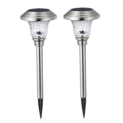 OSALADI 2st Solar-bodenlampe Scheibenleuchten Im Freien Solar-bodenleuchten Rasen Solarbeleuchtung Solarleuchten Im Freien Gartenscheibenlichter Rostfreier Stahl Gehwegbeleuchtung von OSALADI