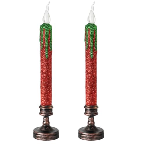 OSALADI 2st Weihnachtskerzen Kerzen Led Kerzen Rot Plastik Weihnachtskerzen Flammenlose Elektrische Kerze Hochzeitsdekoration FüR Festival von OSALADI