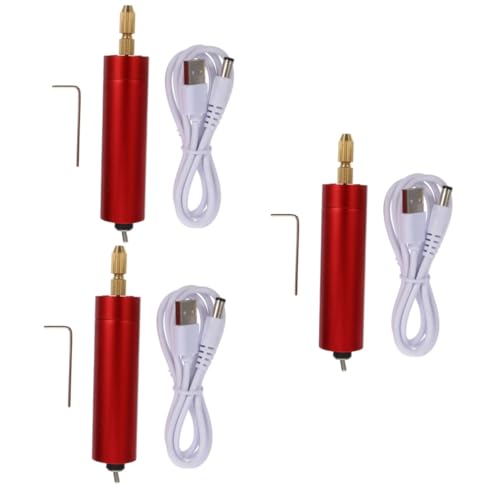 OSALADI 3 Sätze Elektrischer Gravurstift elektrischer Schleifstift Gravurstift aus Metallglas Gravur -Werkzeug -Kit Mini-Schnitzstift USB gravierstift Plastik rot von OSALADI