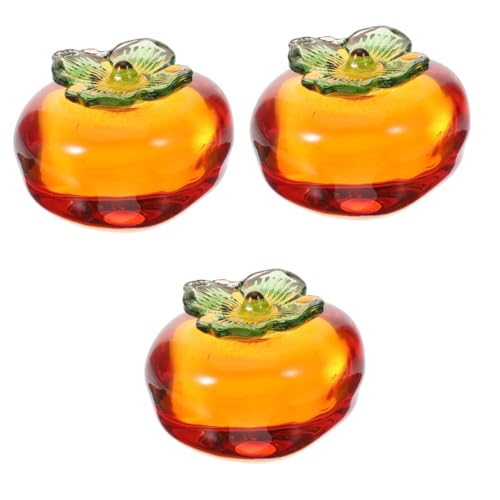 OSALADI 3 Stück Kaki-Ornamente Dekoration Ästhetik des Regaldekors Küchendekor Wohnaccessoires Kaki-Modelle Schreibtischschmuck Persimone Kaki-modelldekor Obst-kaki- Glas von OSALADI