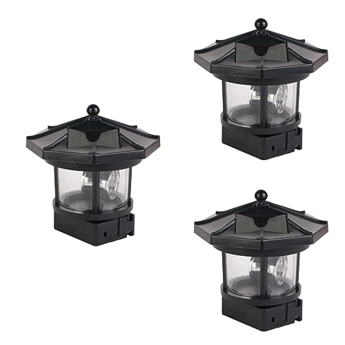 OSALADI 3 Stück Schwarze Türme Dekoration Solarlampe Deck Landschaftsdekor Drehlichter Lichtgradkappe Vintage Turm Wegpfosten Terrasse LED Dekorative Angetriebene Rotierende Hofbaken von OSALADI