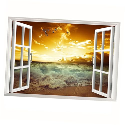 OSALADI 3d-fenster-wandaufkleber Raumdekoration Kunstaufkleber Abziehbar Wandbild Für Schlafzimmer Wohnzimmer 57 X 90 Cm von OSALADI