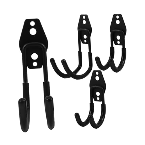 OSALADI 4 Stück Schwere Schwarze Wandhaken Anti-rutsch-beschichtung Vielseitig für Garage Werkzeuge Leiter Seile Robust und Platzsparend für Verschiedene Wandtypen von OSALADI