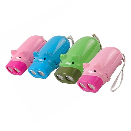 OSALADI 4 Stück Taschenlampe Entzückende Kurbel Taschenlampe Handheld-notfall Schweineförmige Kurbel- Wiederaufladbare Karikatur Notlicht Plastik Kind von OSALADI