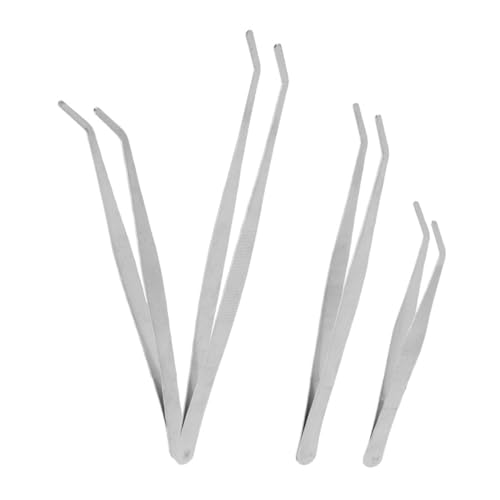 OSALADI 4 Stück Teiliges Edelstahl Pinzetten Garten Bonsai Modellbau mit Gebogenen Spitzen Multifunktional Robust Präzise für Pflanzenpflege und Bastelarbeiten von OSALADI