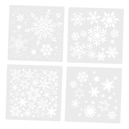 OSALADI 4 Stück Teiliges Schneeflocken schablonen Wiederverwendbare Waschbare Kunststoffvorlagen Vielseitig Einsetzbar für Wandgestaltung Holzschilder DIY kunst und Kreative von OSALADI