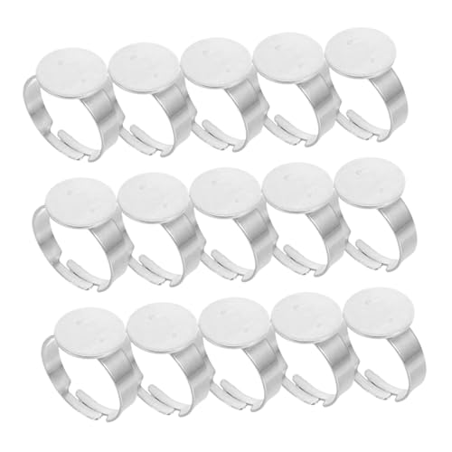 OSALADI 40 Stück Edelstahl Ringe Basis Einstellbar Flachrund Cabochon Lünette Tablett Fingerringe Schmuckherstellung Zubehör DIY Kreativ von OSALADI