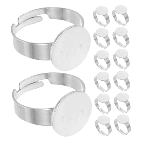 OSALADI 40 Stück Teiliges Edelstahl Ringe Basis Flach Runde Einstellbare Fingerring Lünette Tabletts DIY Schmuckherstellung Zubehör für Damen und Herren von OSALADI