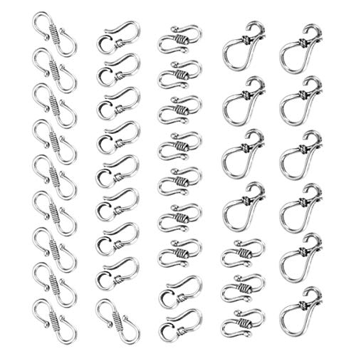 OSALADI 40Stücke S Haken Schmuckverschlüsse Tibetischer Silberlegierung Robuste Kippverschlüsse für Armbänder und Ketten für DIY Schmuckherstellung Verschiedene Designs von OSALADI