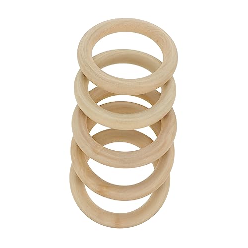 OSALADI 5 Stück Natürliche Holzringe Unbehandelte Solide Holzkreise für DIY Bastelprojekte Deko Ringe Hängen und Kreative Handarbeit von OSALADI
