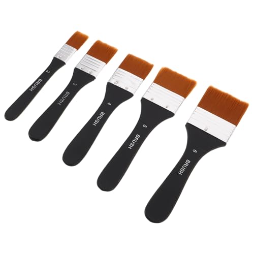 OSALADI 5stücke Nylon-pinselset Mit Flachen Pinseln Holzgriff Und Nylonborsten Künstlerpinsel Für Acrylmalerei Ölmalerei Leinwand Aquarell Und Grundierung von OSALADI