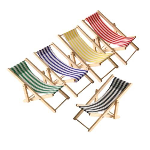 OSALADI 5stücke Miniatur-strandstuhl Aus Holz Faltbar Für Puppenhäuser Kleiner Klappstuhl Tragbar Strandmöbel Dekoration Für Feengärten Und Puppenhausmöbel von OSALADI