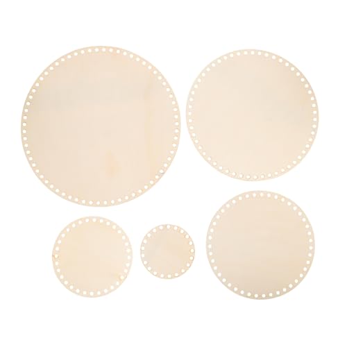 OSALADI 5 Stück Teiliges Runder Holz korbboden zum Häkeln DIY Korb Webbedarf Robuste Holzbasis für Hängekörbe Außen und Kreative Handarbeiten von OSALADI