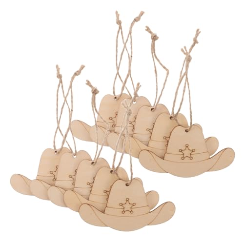 OSALADI 50 Stück Cowboy Hut Holzanhänger zum Bemalen Unbehandelte Holzscheiben für DIY Western Party Weihnachtsbaumschmuck Bastelprojekte und Vielseitige Dekoration von OSALADI