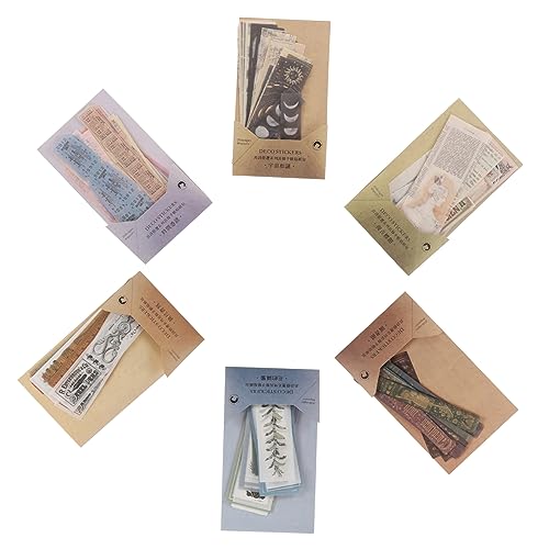 OSALADI 6 Sätze Retro Künstlerische Aufkleber Teiliges Vintage Papier Sticker für Scrapbooking Journaling und Diy Handwerksprojekte Geeignet für Notizbücher Verpackungen und Dekoration von OSALADI