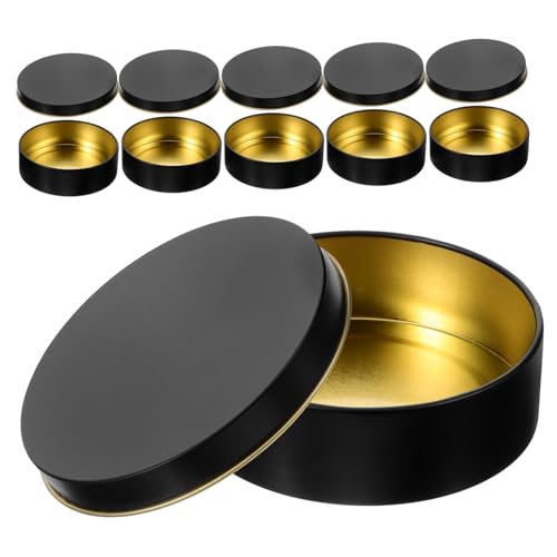 OSALADI 6 Stück Balsam-Kerzenglas Kerzengläser Kerzen-Kit Kerze Dose runden duftend Schiffe Kleine Aufbewahrungsboxen kleine Kisten Behälter mit Deckel kleine Behälter Weißblech Schwarz von OSALADI