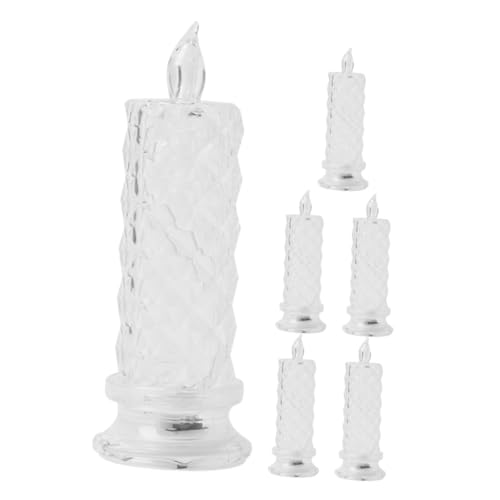 OSALADI 6 Stück LED Rosenkerzen mit Klarem Kristallähnlichem Design Energiesparende Elektrische Kerzen mit Stabilem Sockel als Party Tischdekoration für Wohnzimmer und Festliche Anlässe von OSALADI