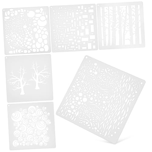 OSALADI 6 Stücke Wiederverwendbare Malschablonen für Selbstgemacht Handwerk Dekorative Baum und Blasenmuster Vielseitige Vorlagen für Wände und Kunstprojekte von OSALADI