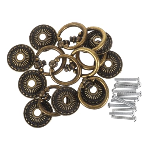 OSALADI 8 Stück Teiliges Vintage Ring-zuggriffe aus Zinklegierung Antik Bronzefarbene Möbelgriffe mit Rundem Design Einfache Einzellochmontage Robust für Kommoden Küchenschränke OSALADI 8 Stück Teiliges Vintage Ring-zuggriffe aus Zinklegierung Antik Bronzefarbene Möbelgriffe mit Rundem Design Einfache Einzellochmontage Robust für Kommoden Küchenschränke von OSALADI
