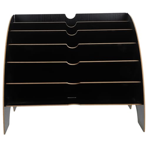 OSALADI Stapelbarer Holz-dokumentenhalter Papiere Mehrschichtiger Schreibtisch-Organizer Elegantem Schwarz Für Büro Und Zuhause von OSALADI