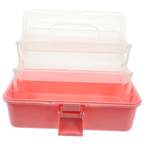 OSALADI Aufbewahrungsbox für Kunstbedarf Dreilagige Tragbare Sortierbox für Bastelarbeiten und Kleine Gegenstände für Organisation von und Nähzubehör Rosé von OSALADI