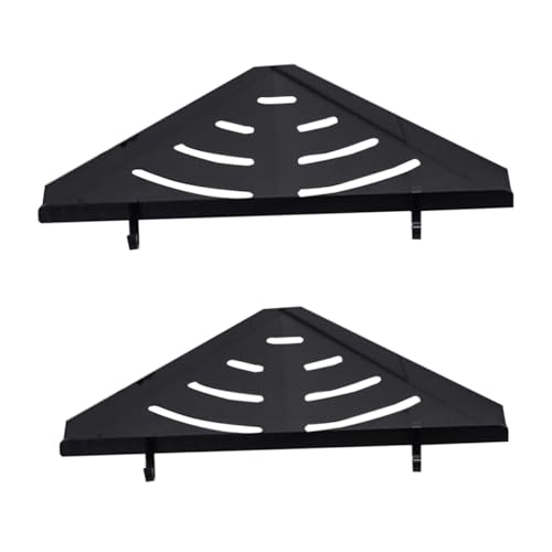 OSALADI Badregal Eckablage Doppellagig aus Aluminium Wasserfestes Dreieckkorb Badezimmer Wandmontage Platzsparend für Shampoo Seife Handtücher Dunkles Metallregal für Dusche und Bad von OSALADI