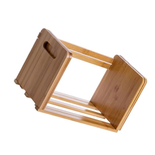 OSALADI Bambus Bücherregal Schreibtisch Verstellbar Ausziehbar Holzfarbig Organizer Desktop Aufbewahrung für Büro Zuhause mit Abgerundeten Kanten und Feuchtigkeitsbeständiger Oberfläche von OSALADI