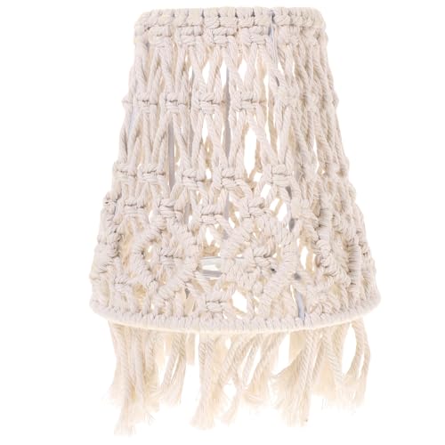 OSALADI Boho-Lampenschirm Tischdekoration Lampenschirme Für Tischlampen Handdekoration Makramee- Fransenlampenschirm Makramee-Lampenschirm Weblampenschirm Baumwollseil Kind von OSALADI