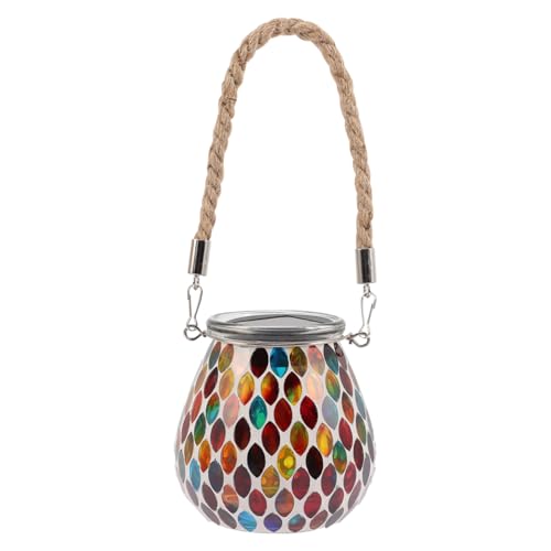OSALADI Solar Lampe Jar Außen Licht Mosaik Solar Funktion für Hof Rasen Garten Rot von OSALADI