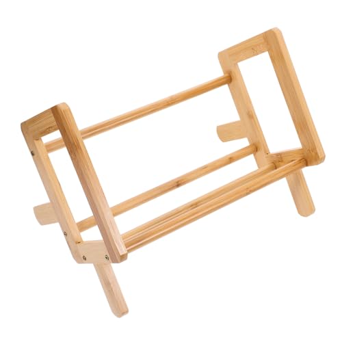 OSALADI Desktop-Aktenregal kleines Bücherregal Kleiner Bücherständer Desktop-Regale Stand Bücherregal auf der Theke Steht Gestelle Lesehalter Lehrbuchständer Bambus Khaki von OSALADI