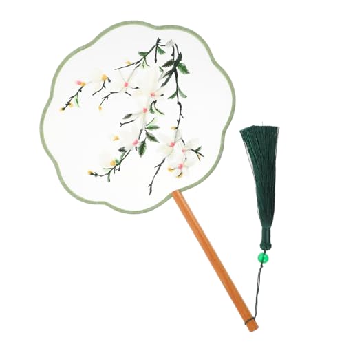 OSALADI Doppelseitiger Chinesischer Handfächer aus Bestickter Feiner Seide Leichter Runder Retro Fan im Klassischen Stil Geeignet als Tanzrequisite und Dekoratives Souvenir von OSALADI