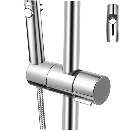 OSALADI Duschhalter Fester Duschgriffhalter Duschbefestigungssockel Duschkopfadapter Badezimmer Duschregal Duschstabhalter Sprühkopfhalter Duschgriffhalterung Silberner Kunststoff von OSALADI