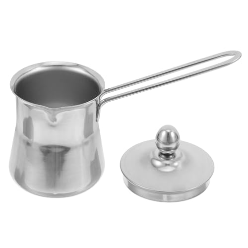 OSALADI Edelstahl Milchschaumkännchen mit Deckel und Griff Robuster Milchaufschäumer für Espresso Cappuccino Kompakter Multifunktionaler Sahnekännchen für Kaffee und Outdoor einsatz von OSALADI