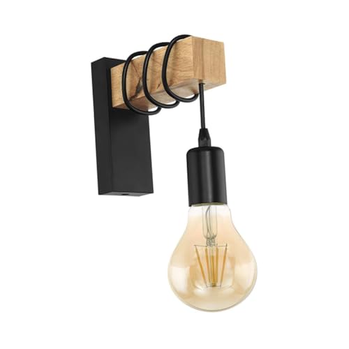 OSALADI Kreative Wandleuchte Holz Metall Einfache Installation Moderne Innenbeleuchtung Für Wohnzimmer Schlafzimmer Restaurant Dekorative Hängelampe Nachtlampe Ohne Glühbirne von OSALADI