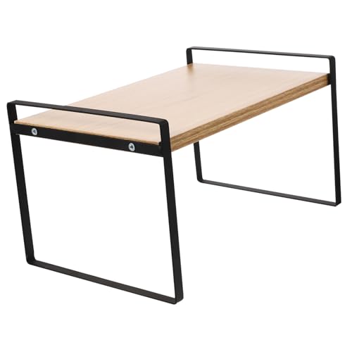 OSALADI Eisenkunst Desktop Organizer Regal Praktisches Aufbewahrungsregal für Büro und Zuhause Einfach zu Reinigen Robustes Lagerregal mit Natürlicher Holzplatte für Schreibtisch und von OSALADI