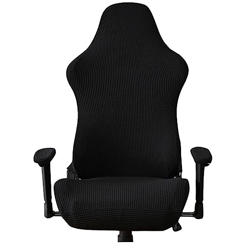 OSALADI Elastische Stuhlhussen für Gaming Stühle Teiliges mit Sitzbezug und Armlehnen Schonern rutschfest und Waschbar für Büro und Computerraum Schwarz von OSALADI