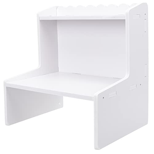 OSALADI Erhöhte Erhöhte Kosmetik -Finish -Rack Desktop-Speicher Schreibtisch Bücherregal-Organizer Für Speicherorganisator Kleines Tischregal Hölzern Weiß von OSALADI