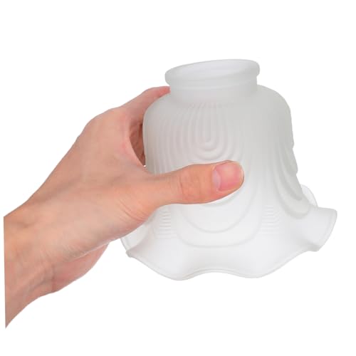 OSALADI Glas Lampenschirm mit Blumenmotiv Kleine Weiße Deckenlampe Lochdurchmesser Robustes Glas Installieren für Wohnzimmer Esszimmer Vielseitiger Pendelleuchtenschirm von OSALADI