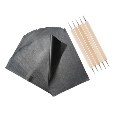 OSALADI Graphit Kohlepapier Transferpapier mit Schwarzem Carbonpapier und Werkzeugen zum Nachzeichnen für Kunst Holz Glas Metall und Basteln von OSALADI