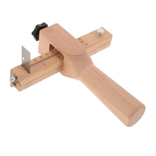 OSALADI Gürtelschneider Werkzeug Handwerksbedarf einstellbar Cutter Streifen Nähen Gurtschneidemaschine Lederbandschneider Lederschneidegerät aus Holz Lederriemensplitter Metall Chocolate von OSALADI