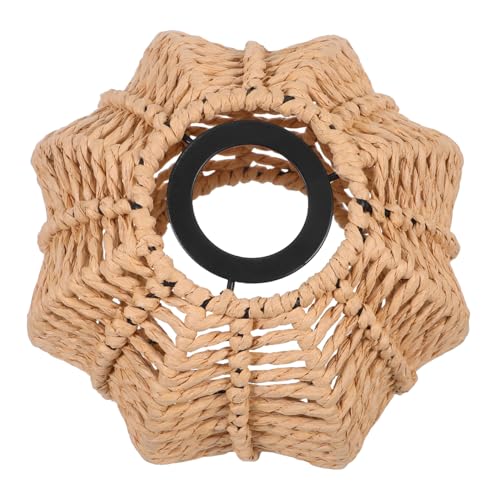 OSALADI Handgewebter Boho Lampenschirm Kürbisform Rustikaler Pendelleuchter aus Papierseil Lochdurchmesser Dekorative Hängelampe für Wohnzimmer Schlafzimmer Essbereich von OSALADI
