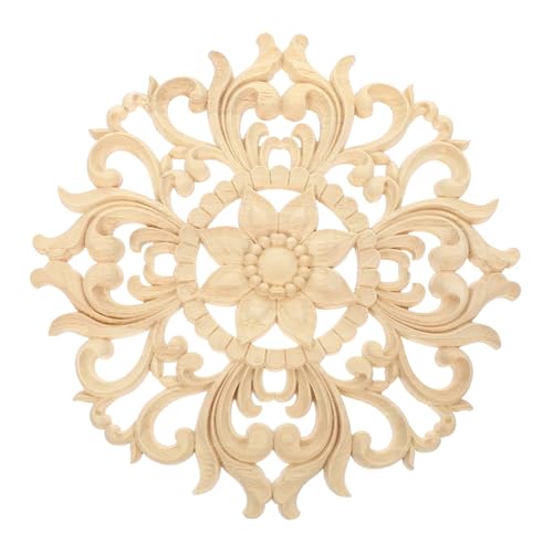OSALADI Holz Geschnitzte Applikation Rund Unbemalt Holzornament Möbel Tür Dekorationsstück für Wand Schrank Fenster OSALADI Holz Geschnitzte Applikation Rund Unbemalt Holzornament Möbel Tür Dekorationsstück für Wand Schrank Fenster von OSALADI