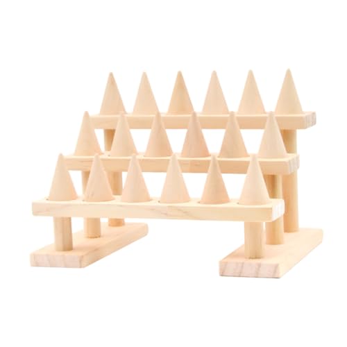 OSALADI Holz Ringständer Kegel Ringhalter Aus Holz Ring Organizer Turm Schmuckringhalter Ring Display Ständer Ablage von OSALADI