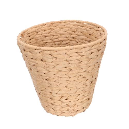OSALADI Imitation Rattan Woven Storage Bucket Rundes Geflochtenes Aufbewahrungskörbchen für Abfälle Multifunktionaler Mülleimer aus Hochwertigem Papier für Büro und Zuhause Rustikaler Stil von OSALADI
