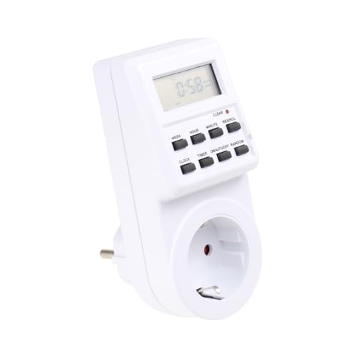 OSALADI Kleine Digitale Zeitschaltuhr Steckdose mit Strommessfunktion Flaches Design Indoor Power Timer Einfache Bedienung Backup Batterie Geeignet für Acv Wandsteckdose von OSALADI