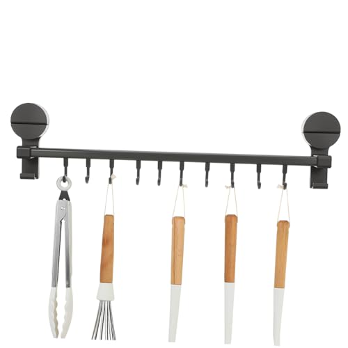 OSALADI Küchenregal mit Haken Wandmontierter Halter mit Saugnapf Flexibler Organizer für Handtücher Löffel Werkzeuge Tassen Kein Bohren Erforderlich von OSALADI