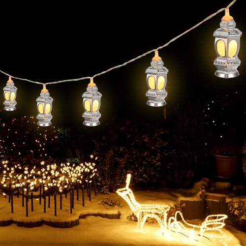 OSALADI Ramadan Lichterkette LED Muslim Ramadan Laternen Lichterketten Eid Licht Dekoration für Festival Party Schlafzimmer Geburtstag (Warmweiß, 1,65 mt 10 LEDs) von OSALADI