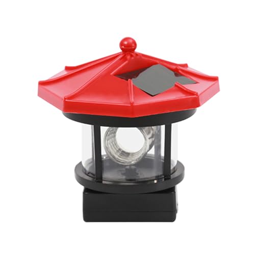 OSALADI Landschaftsbeleuchtung Solar Rot LED Angetrieben Rotierende Terrasse Ornament Teich Leuchtturm Werkzeug Praktisch Im Freien Außen Dekore Grad Licht Hof Garten Haus Rasen Lampe von OSALADI