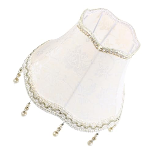 OSALADI Macrame Lampenschirm mit Perlen Vintage Tischlampenschirm aus Stoff Ø Beige Dekorativer Lampenschirm für Wohnzimmer Schlafzimmer Büro Einfache Montage Robuste Struktur Warmes von OSALADI