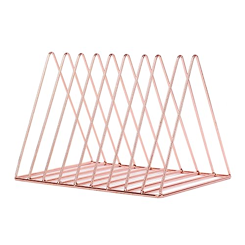 OSALADI Metallischer Desktop Bücherregal Organizer im Dreieckigen Design für Büro Schule und Zuhause Roségold zur Ordentlichen Aufbewahrung von Magazinen Büchern und und OSALADI Metallischer Desktop Bücherregal Organizer im Dreieckigen Design für Büro Schule und Zuhause Roségold zur Ordentlichen Aufbewahrung von Magazinen Büchern und und von OSALADI